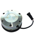 Electromagnetic brake unit for forklift equipment; round silver housing with mounting holes and a side wiring connector