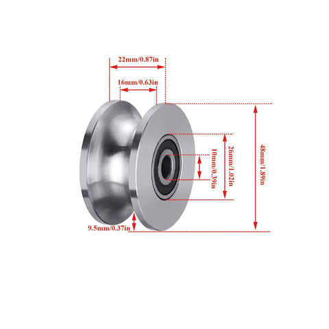 Stainless Steel U Groove Gate Roller Kit For Barn Doors Beefed Up Heavy Duty Cable Pulley Block With Bearing Quiet Smooth Sliding 4.8 cm Wheel U Shaped Rail Wheel Plate Caster For Gate Track System