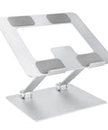 Sturdy Portable Ergonomic Laptop Stand For Desk With Height Adjustable Riser And Ventilated Cooling Foldable Frame Fits Most Laptops Up To 15 Inches Silver