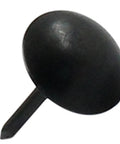 Top Shelf Black Upholstery Tacks Featuring A Vintage Antique Style 200 Count Pack Slick Metal Thumb Nails for crafts, close-up view.
