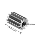 Stainless Steel 11T Motor Pinion Gear for 1721 Purple Viper Brushless Motor 0.4 Mod 2mm Shaft Two Pack, close-up view.