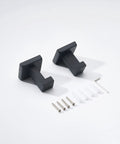 Hefty Matte Black Wall Mount Coat Hook Set Stainless Steel Solid Grip Rack with installation tools and screws.