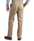 Mens Big And Tall Straight Leg Work Pants With Stain Resistant Polyester Cotton Blend Shop Floor Tough Utility Trousers Built Like A Tank For Daily Grind And All Day Comfort Khaki, back view with dual pockets.
