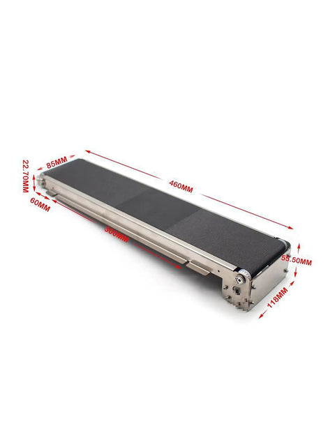 24V DC Mini Conveyor Belt Built Tough Stainless Steel Framework Ultra Silent Drive Motor Perfect For Desktop Sorting And Retail Restocking Plug And Play Logistics Runner Handles Five Kilograms Without Skipping A Beat