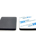 One And A Half Inch Square Silicone Rubber Stick On Feet Bumpers Three Sixteenths Inch Thick Adhesive Pads, front and side view.