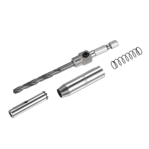 uxcell self-centering hinge tapper core drill bit set, 5 mm diameter, 1/4 in hex shank, silver, 2 pcs