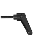 Adjustable Clamping Lever Handle M5 X 25mm black oxide carbon steel, side view, showing male threaded stud and hand knob for secure grip.