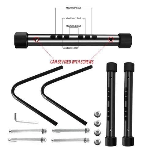 Components of Beefy Heavy Duty Bicycle Parking Stand Floor And Wall Mounted Rack For Mountain Road And Kids Bikes With Rustproof Carbon Steel Frame And Non Slip Base