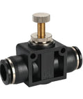 Five Pack One Quarter Inch Pneumatic Air Flow Control Valve Set With Union Straight In Line Speed Controller Fittings