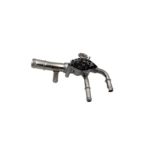 Precision Engine Coolant Thermostat For Chevy Malibu And Buick LaCrosse Plug And Play Swap showing a metal thermostat with hoses.