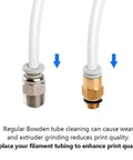 PTFE Teflon Tubing 6mm ID X 8mm OD White Translucent Hose for Bowden 3D Printer ends with connectors shown