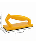 Yellow Flat Base Table Saw Push Guide Handles Jointer And Planer Duties Smooth As Silk Ergonomic Grip in a side view with dimensions.