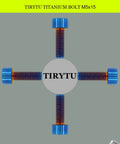 Four TIRYTU titanium M5x15mm hex socket bolts with burnt blue anodized finish