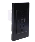 Heavy Duty Wall Outlet With Killer Usb And Type C Charging Ports, 15 Amp Electrical Receptacle in modern black finish.