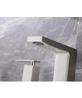 Side view of Brushed Nickel Widespread Bathroom Faucet 3 Hole 2 Handle Vanity Sink Faucet Stainless Steel With Drip Free Ceramic Disc Valves