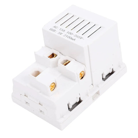 Sleek White Decorator Receptacle And 15 Amp Electrical Outlet Built Hardcore For The Daily Hustle Heavy Duty Standard Wall Socket With High Impact PC Housing Fits Regular Junctionboxes For Solid Residential Hookups on a white background.