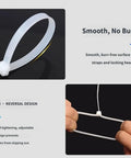 Heavy Duty Cable Ties For Quick Cord Cleanup And Wire Harness Organization PA66 Nylon Bundle Straps with smooth, burr-free design.