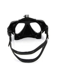 Black swim goggles for action cameras with mount, front view. Swim Goggles For Action Cameras Dive Glasses For GoPro Max And Hero Series