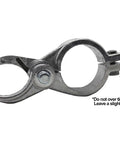 Durable Chain Link Gate Closer With Spring Loaded For 1.38 Inch Gate Frame And 2.38 Inch Post, side view showing clamp mechanism