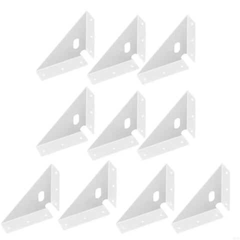 Rock Solid Corner Angle Braces, Pack Of 10 White Metal Right Angle Brackets For Furniture Repair And Cabinet Support.