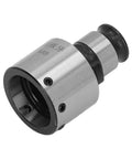 Carbon Steel Round Die Tapping Collet Chuck GT12 M8 with hex wrench, shown in steel finish, for lathe tool installation.