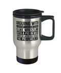 Funny Short Order Cook Travel Mug With Arguing With A Pig In Mud Saying 14 Oz Coffee Cup Boss Office Gag Gift Durable Stainless Steel