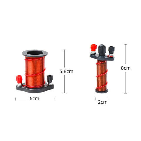 Physics Experiment Electromagnetic Induction Coil Kit for Students Do It Yourself Copper Coil Electromagnet Teaching Instrument Safe Easy Hands On Classroom Demonstration showing coil dimensions