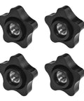 4 Pack 5/16-18 Female Thread Knob T Handle Black Nylon Five Star Head Clamping Nut Knobs Set With Stainless Steel Insert