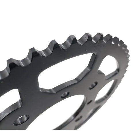 Close-up of 53 Tooth Rear Chain Sprocket with 76mm Center Bore for 420 Chain, compatible with 50cc-250cc pit dirt bikes and ATVs.