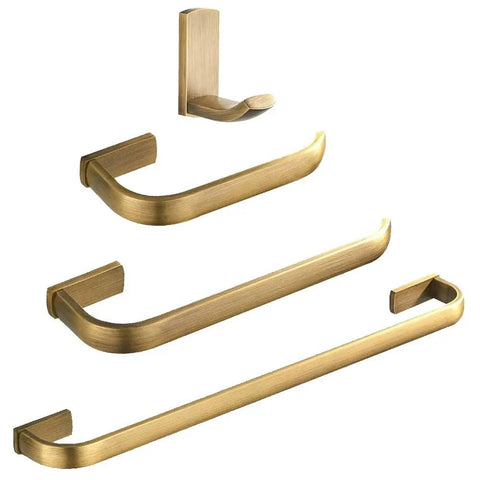 Brass Bathroom Accessories Set With Towel Bar, Towel Holder, Toilet Paper Holder And Robe Hook, Vintage Antique Brushed Brass Finish