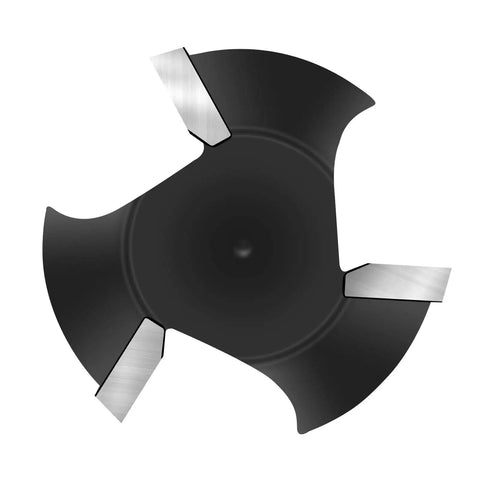 Top view of Extra Large Wood CNC Spoilboard Surfacing Router Bit With One Quarter Inch Shank And One And One Quarter Inch Cutting Diameter For Slab Flattening And Planing Pro Grade Carbide Bit With Heat Resistant Coating And Anti Kickback Design.