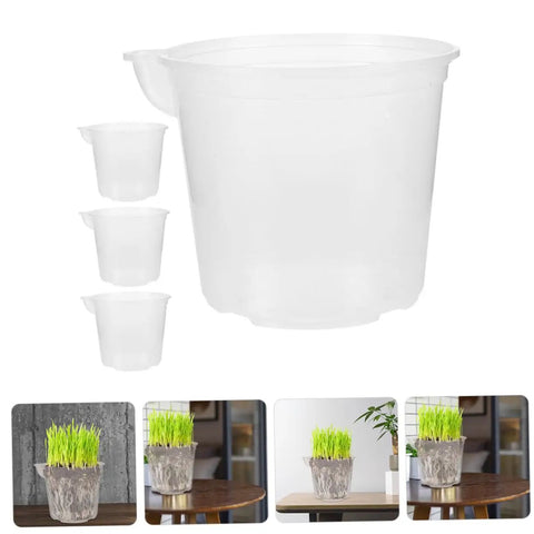 4 Pack Self Watering Flower Pots With Automatic Water Absorbing Design Easy Maintenance Planters For Healthy Plants Ideal Indoor Garden Pots For Home Office Or Apartment Decor, transparent plastic