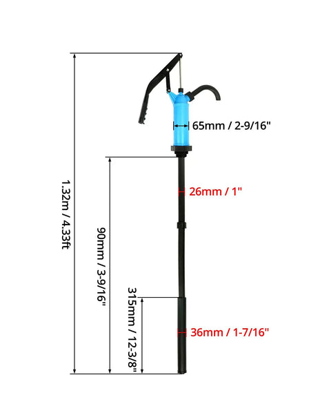 Heavy Duty Hand Siphon Pump 2 Pack For Transferring Thick Liquids Like Motor Oil Without The Sweat Boasts A Slick Quick Fit And Works Right Outta The Box On 5 To 55 Gallon Drums Naturally, measuring dimensions.