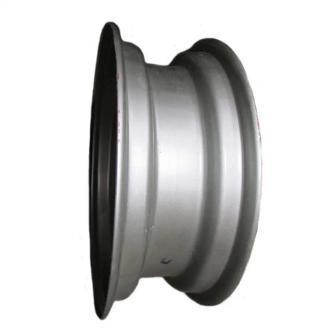 Side view of front wheel rim for 5.5X16 tractor tire, 6 bolt pattern, universal for John Deere Ford and others, grey metal finish.