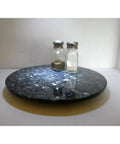 12 Inch Blue Pearl Granite Lazy Susan Centerpiece For Dining Table And Kitchen Counter Solid Wood And Resin Turntable with salt and pepper