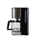 Side view of 12 Cup Programmable Drip Coffee Maker with Glass Carafe No Mess Auto Shut Off Pause And Serve Large Water Reservoir Reusable Gold Tone Filter Carbon Filter Keeps Coffee Warm Black Kitchen Appliance