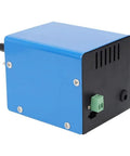 Side view of a blue peristaltic liquid pump with adjustable speed and two way flow for lab dosing and vacuum applications.