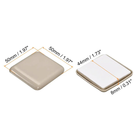 Slick Heavy Duty Furniture Sliders for a No Sweat Move With These Self Adhesive Square Chair Glides Protecting Hardwood Vinyl Tile And Carpet Floors In Durable Grey Finish Pack Of 12, display of 50mm square glides.
