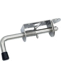 Keyless Spring Latch for Barn and Garage, stainless steel build, 15cm x 10cm x 4cm size, durable spring mechanism.