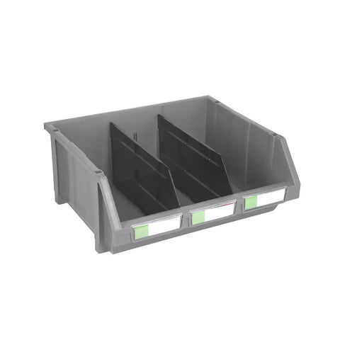 Extra Large Stackable Storage Bins Two Pack With Heavy Duty Polypropylene Build For Big Time Bulk Storage In Gray With Hangable And Side Connect Design For Garage Shop Warehouse And Home Organization Measuring 16.5 By 14.5 By 6.9 Inches