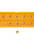 Turning Tool Holder Set With CCMT060204 HM Inserts For Steel Machining, 10 golden carbide inserts in yellow packaging
