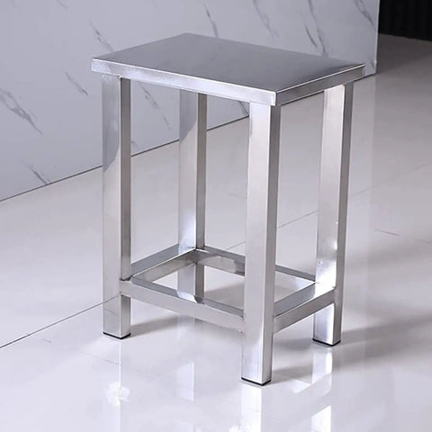 Sturdy 304 Stainless Steel Square Stool For Factory Lab And Workshop Use Dust Free And Easy To Clean Pro Grade Trapezoidal Frame Heavy Duty Operation Seat With Non Slip Feet 40cm Height Ideal Shoe Stool Or Standing Workbench Chair