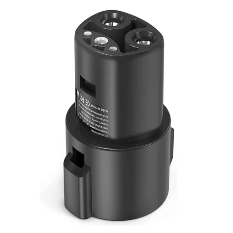 Sae J1772 To Tesla Charging Adapter Plug And Go With 80 Amp 240 Volt Max, durable black plastic construction for EV charging.