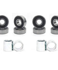 52mm 95A Skateboard Wheels Set Of 4 With Free 608 Bearings And Spacers Black Durable PU Wheels components shown