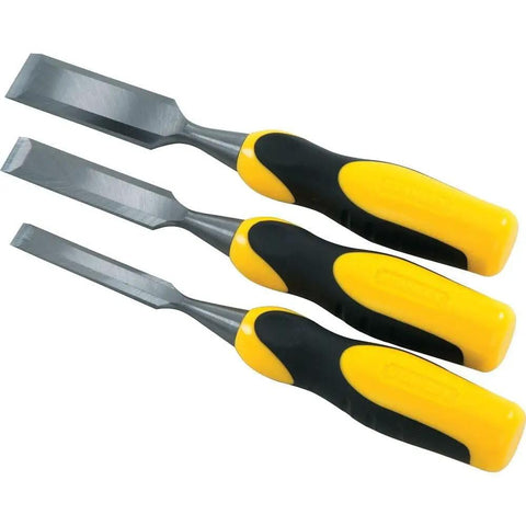 Three Piece Chisel Set With Hardened Chrome Carbon Steel Blades, Short Series For Extra Control, Built Tough For Durable Use