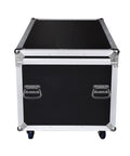 Front view of black toolbox with 2 Pack Heavy Duty Black Metal Chest Handles for Wood and Metal Cases Surface Mount Ring Pull Handles.