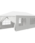 Outdoor White Waterproof Gazebo Tent With Removable Sidewalls And Windows Ten By Twenty Feet Heavy Duty Event Shelter