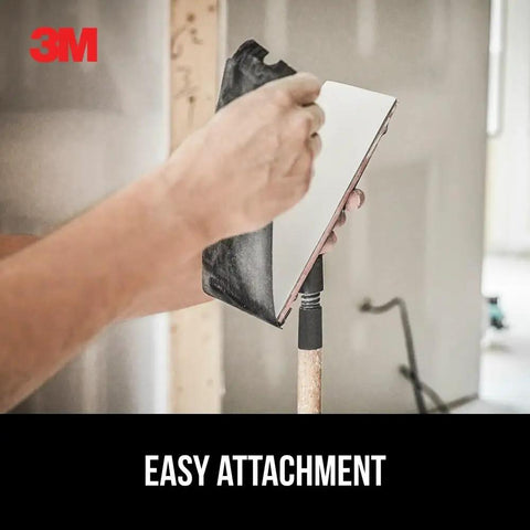 Person attaching Pro Pak 220 Grit Drywall Sanding Screens 10 Pack Pre Cut For Hand Or Pole Sander Final Surface Sanding Wet Or Dry Use