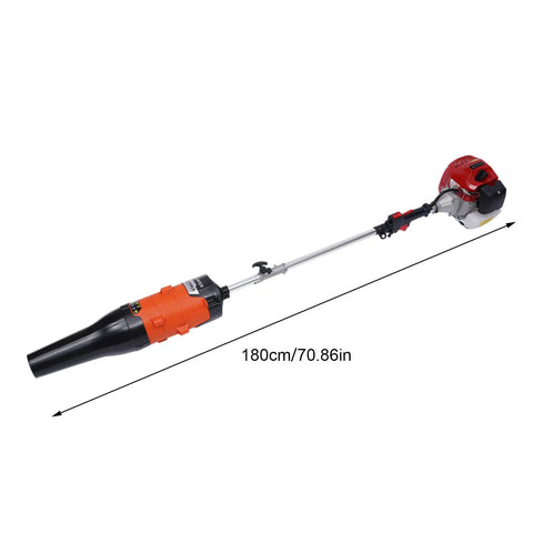 52CC Gas Walk Behind Sweeper Powered By A Muscle 2.3HP Two Stroke Engine, long reach blower attachment for debris removal.