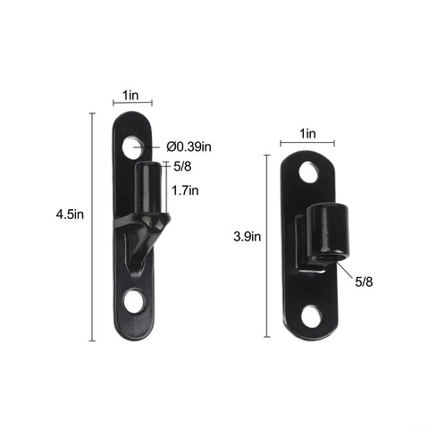 304 Stainless Steel Gate Hinges 2 Pack Wall Mount Barn Door Hinges with dimensions shown, black finish